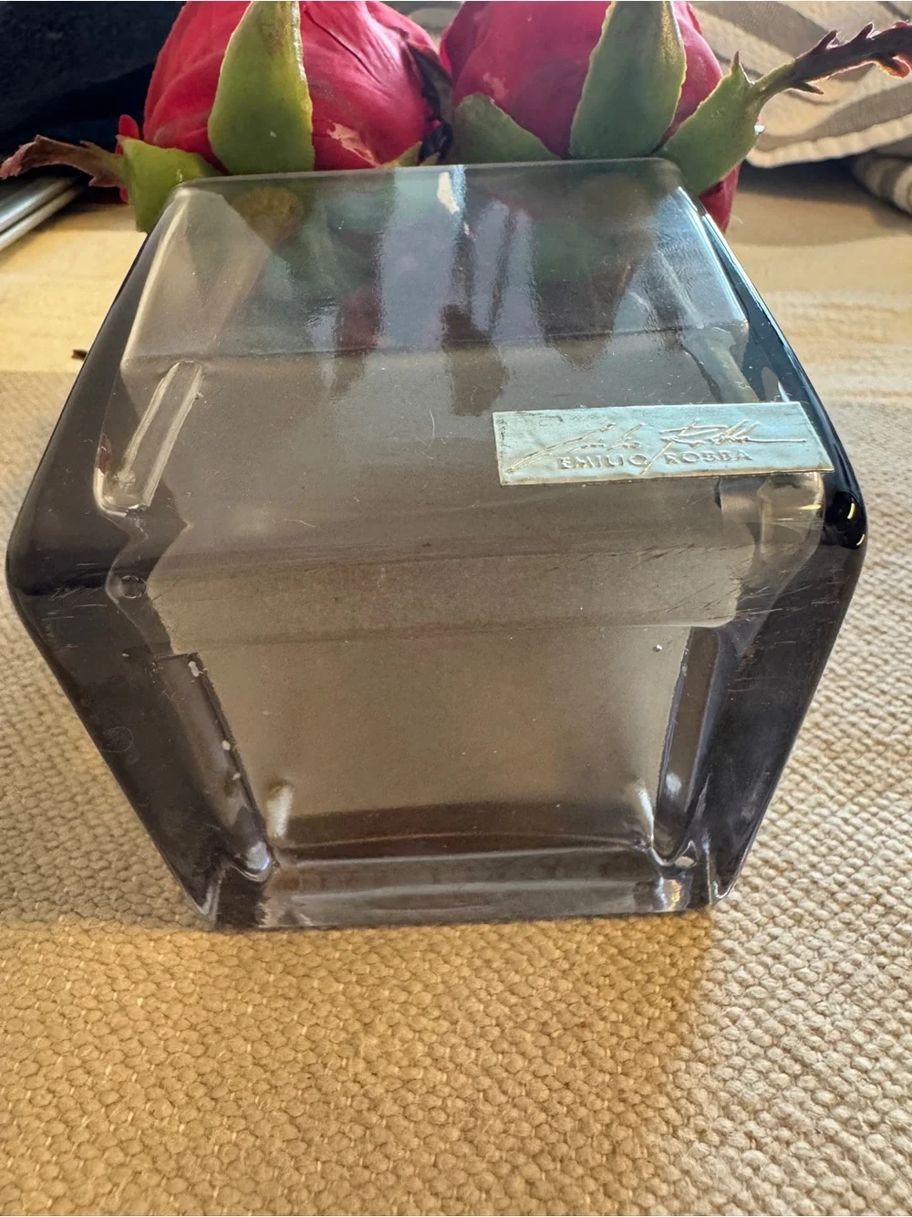 Emilio Robba Red Rose Buds Square Vase